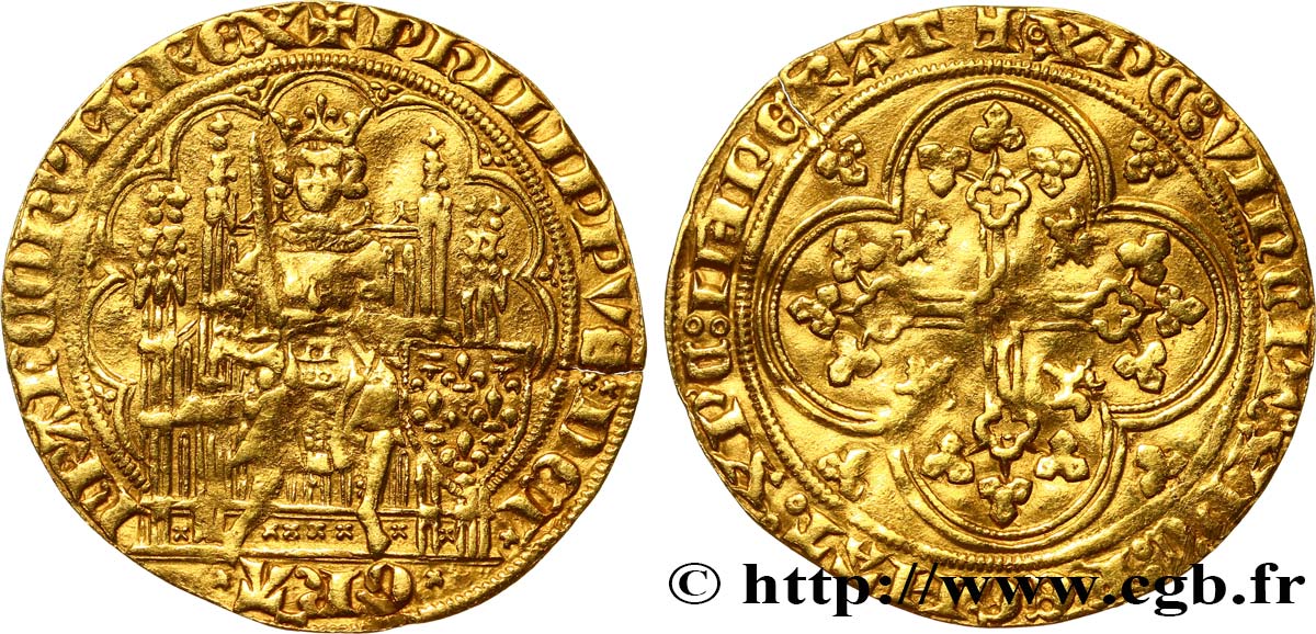 PHILIP VI OF VALOIS Écu d&nbsp;or à la chaise n.d. s.l. XF