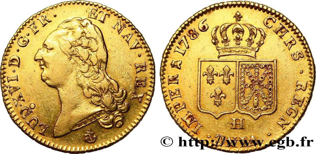 LOUIS XVI Double louis d’or aux écus accolés 1786 La Rochelle XF