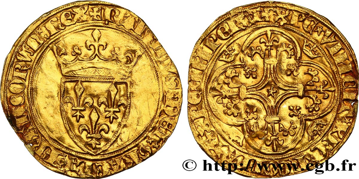 CHARLES VI LE FOU OU LE BIEN AIMÉ Écu d or à la couronne n.d. Crémieu TB+