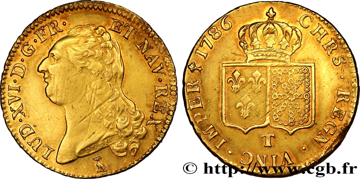 LOUIS XVI Double louis d’or aux écus accolés 1786 Nantes fVZ