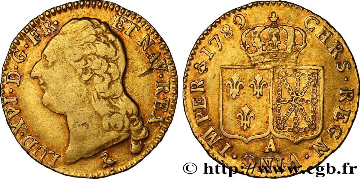 LOUIS XVI Louis d or aux écus accolés 1789 Paris XF/AU
