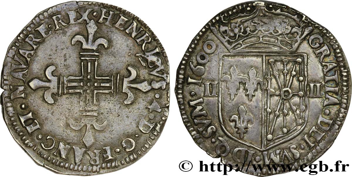 HENRY IV Quart d écu de Navarre 1600 Saint-Palais q.SPL