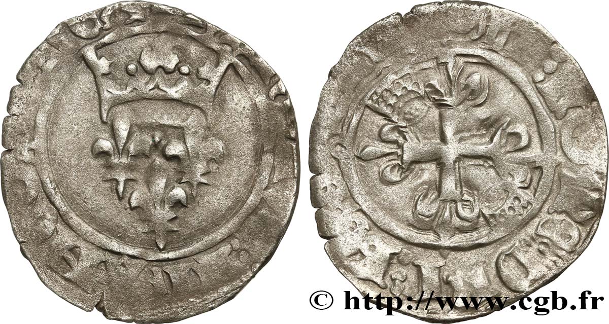 CHARLES VI LE FOU OU LE BIEN AIMÉ Gros dit &nbsp;florette&nbsp; n.d. Troyes B+