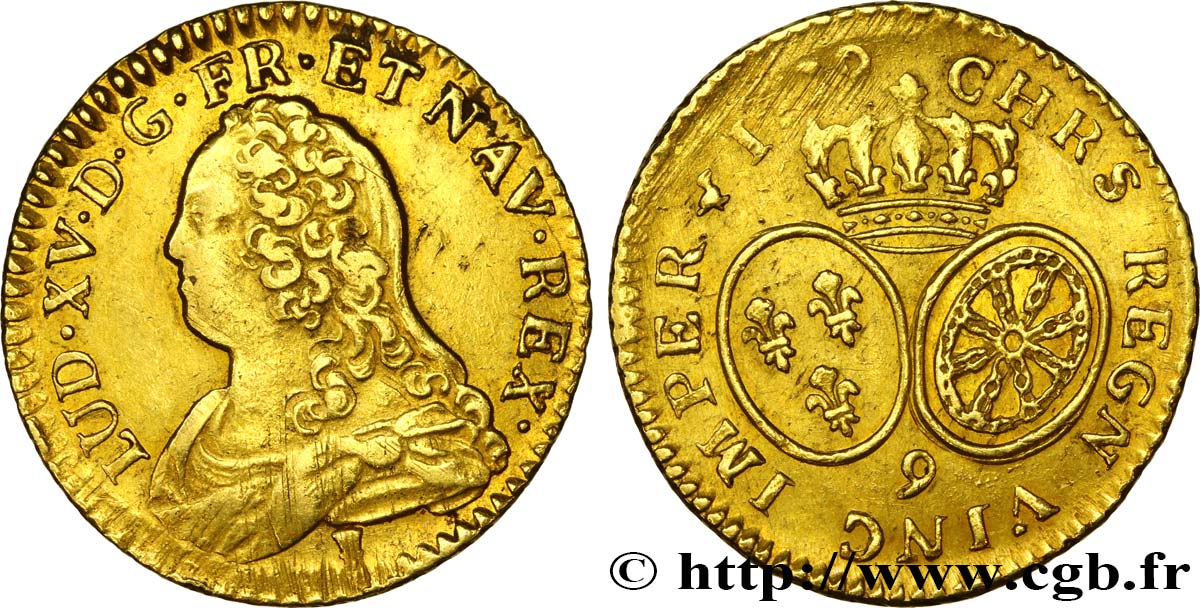 LOUIS XV DIT LE BIEN AIMÉ Louis d or aux écus ovales, buste habillé 1739 Rennes TTB
