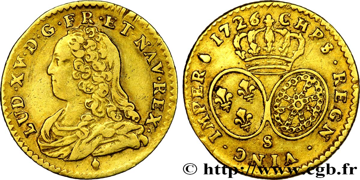 LOUIS XV DIT LE BIEN AIMÉ Demi-louis d or aux écus ovales, buste habillé 1726 Reims TTB