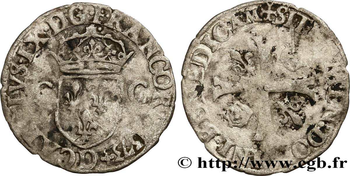 CHARLES IX Douzain aux deux C, 1er type 1573 Lyon TB+