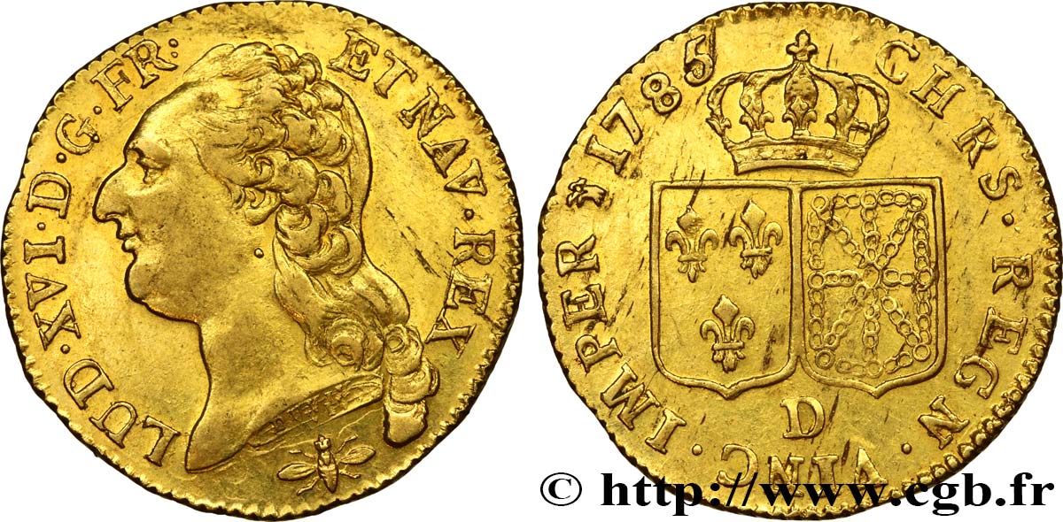 LOUIS XVI Louis d or dit  aux écus accolés  1785 Lyon TTB+