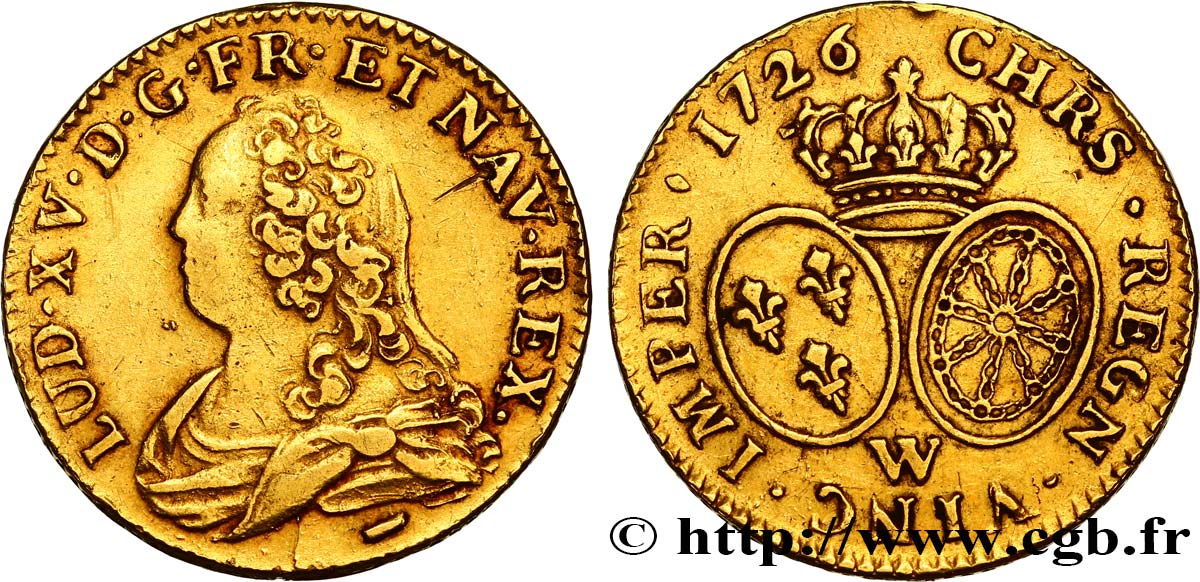 LOUIS XV DIT LE BIEN AIMÉ Louis d or aux écus ovales, buste habillé 1726 Lille TTB