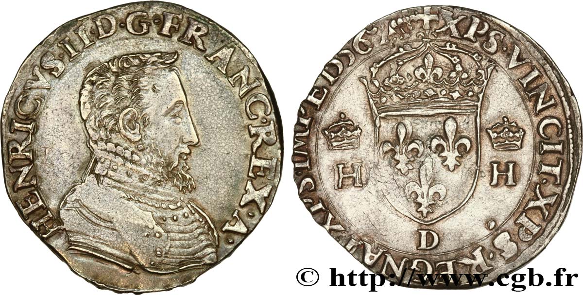 HENRY II Teston à la tête nue, 1er type 1556 Lyon AU