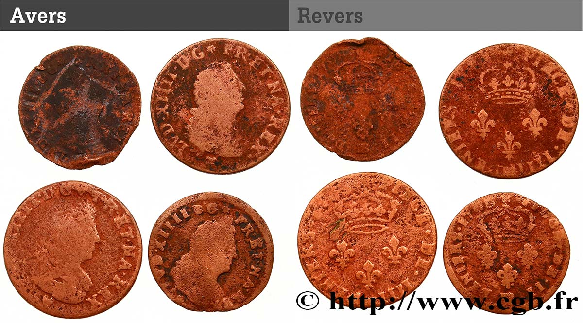 LOTS Lot de 4 monnaies royales  n.d. s.l. B+