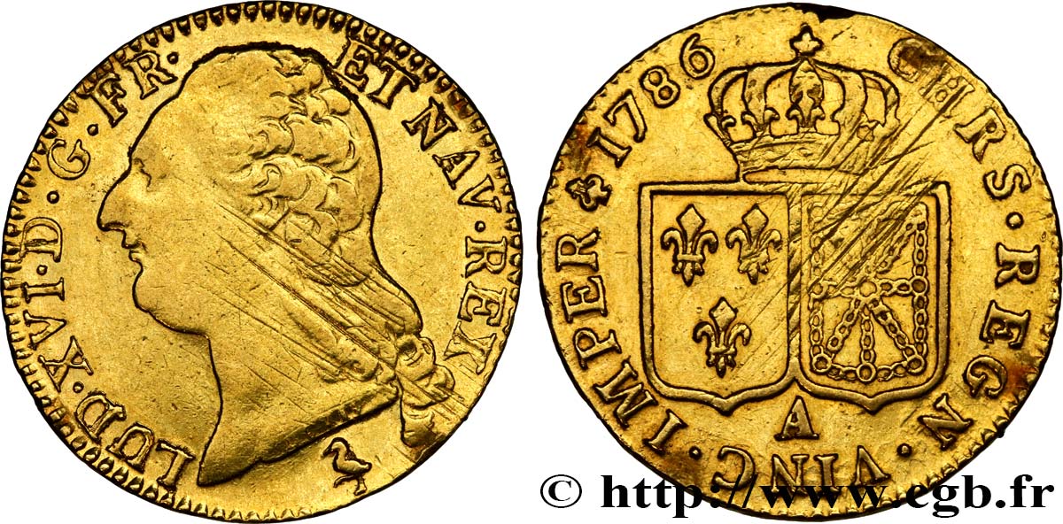 LOUIS XVI Louis d or aux écus accolés 1786 Paris SS