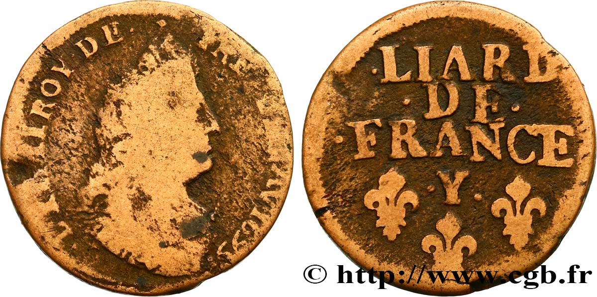LOUIS XIV  THE SUN KING  Liard, 3e type, buste âgé 1699 Bourges F