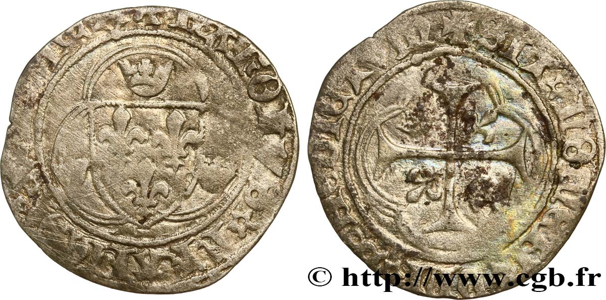 CHARLES VII LE VICTORIEUX Blanc à la couronne n.d. Châlons-en-Champagne B