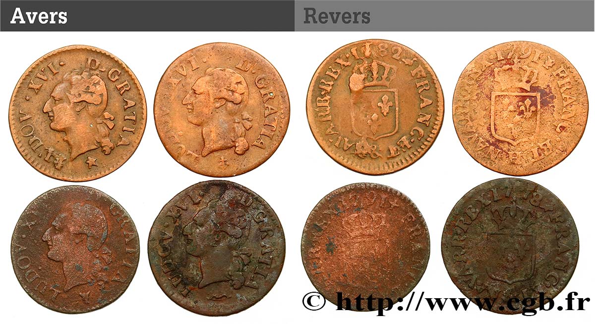 LOUIS XVI Lot de quatre liards de Louis XVI n.d. s.l. B+