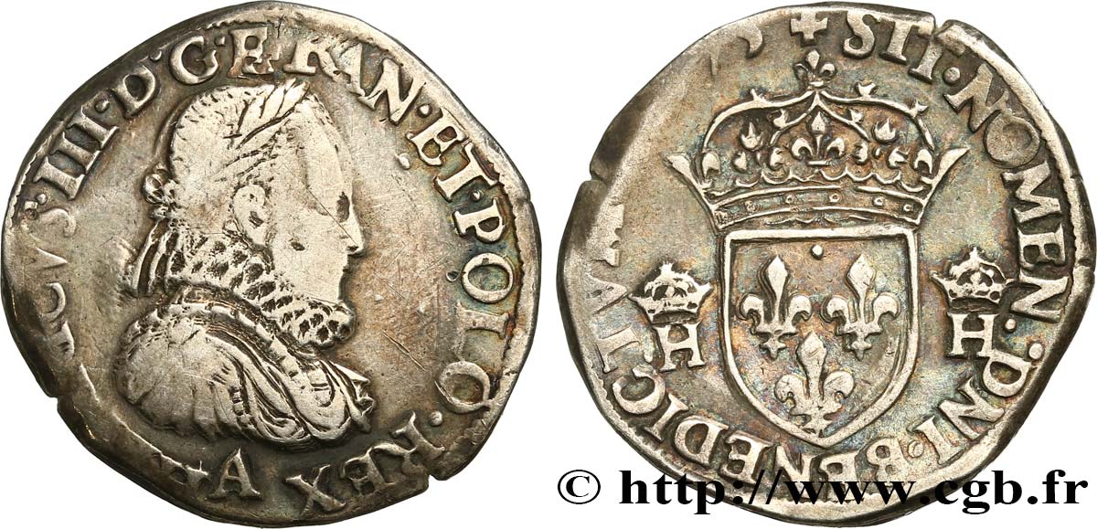 HENRI III Teston, 3e type n.d. Paris TB