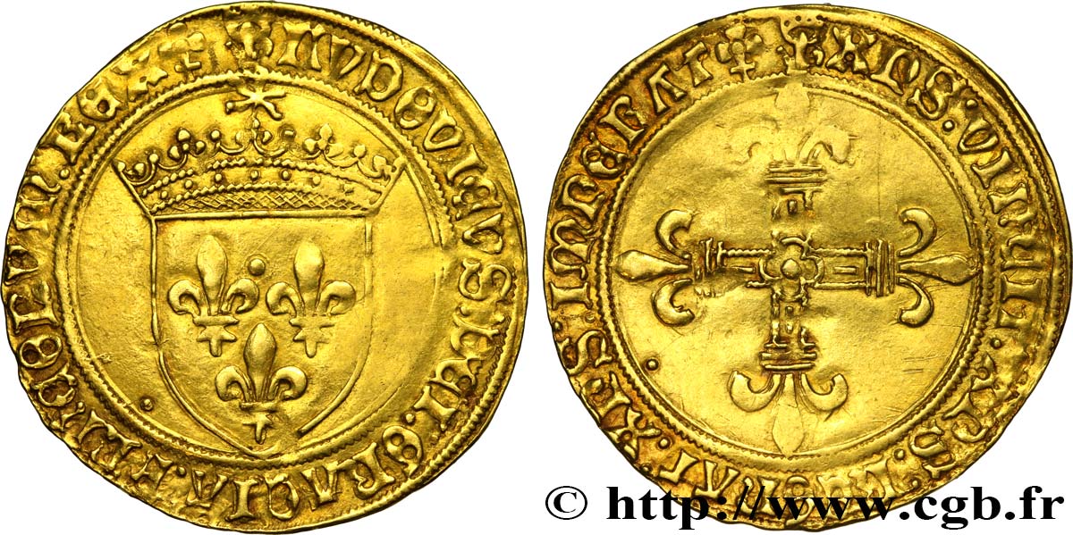 LOUIS XII  Écu d or au soleil 25/04/1498 Saint-André de Villeneuve-lès-Avignon AU/XF