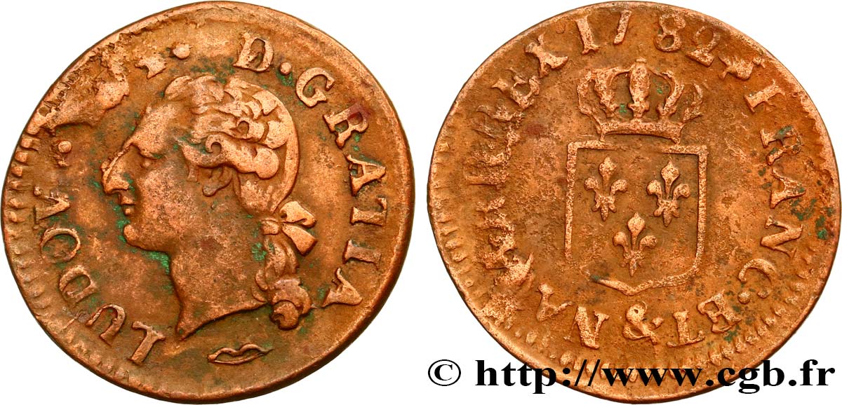 LOUIS XVI Liard dit “à l écu” 1782 Aix-en-Provence TB+/TB