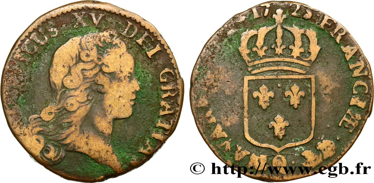 LOUIS XV DIT LE BIEN AIMÉ Sol au buste enfantin 1723 Perpignan B+