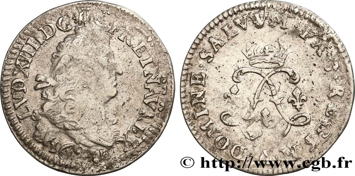 LOUIS XIV LE GRAND OU LE ROI SOLEIL Quatre sols aux deux L n.d. Paris TB