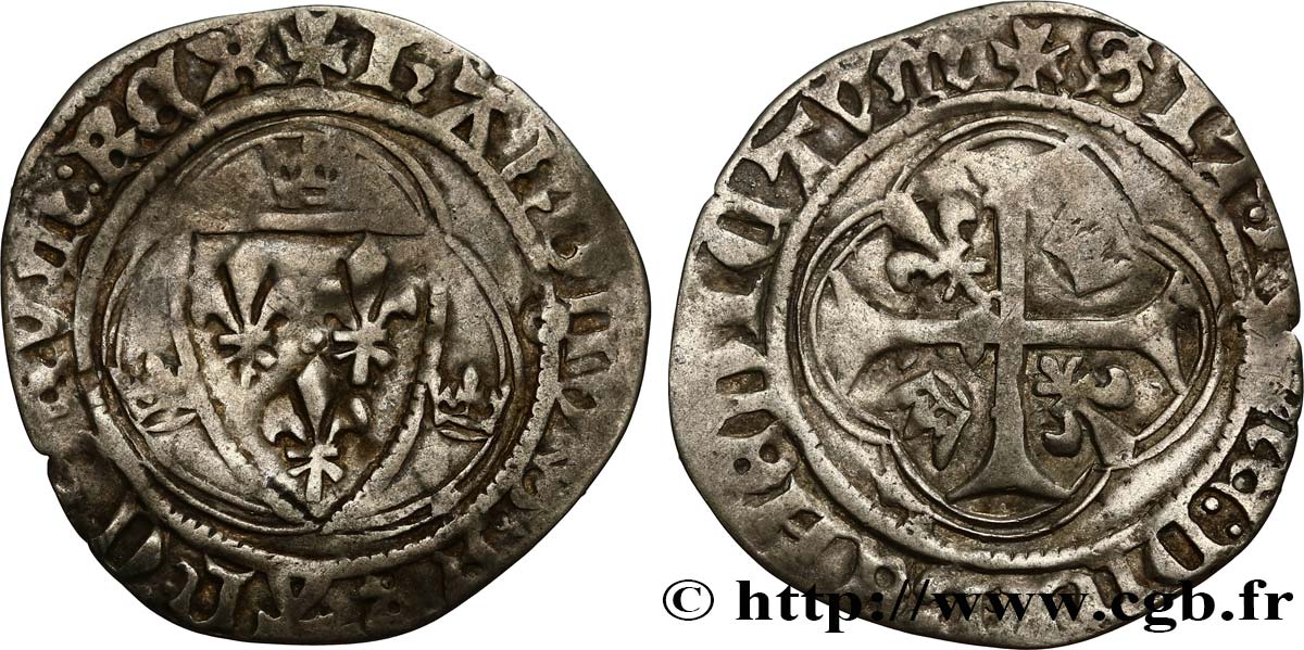 CHARLES VII LE VICTORIEUX Blanc à la couronne n.d. Toulouse TB+