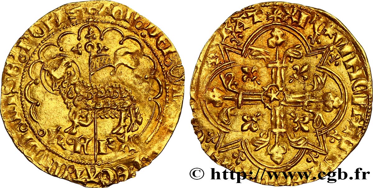 CHARLES VI  THE MAD  OR  THE WELL-BELOVED  Agnel d or n.d. Montpellier AU/XF