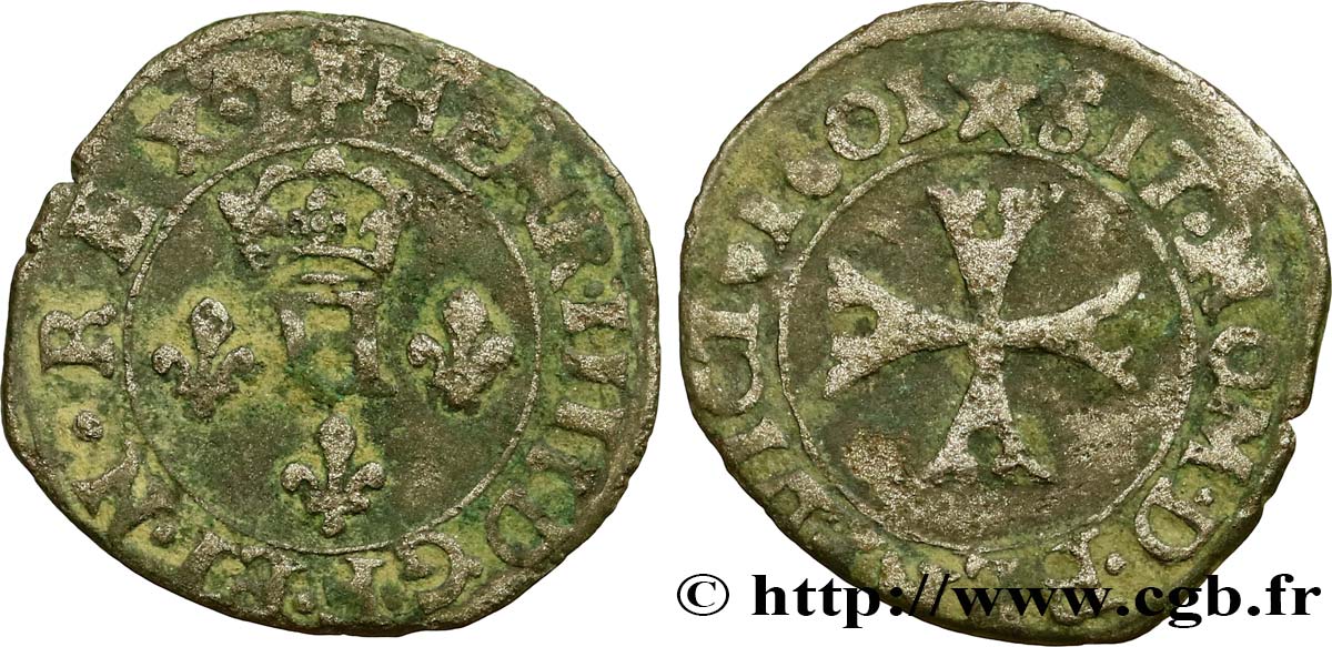 HENRI IV LE GRAND Liard à l&nbsp;H couronnée, 4e type (à la croix échancrée) 1601 Chambéry TB+