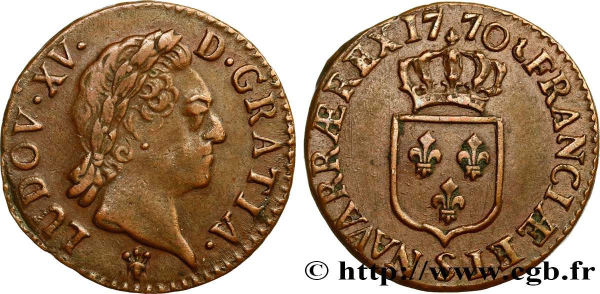 LOUIS XV  THE WELL-BELOVED  Demi-sol dit  à la vieille tête  1770 Reims q.SPL