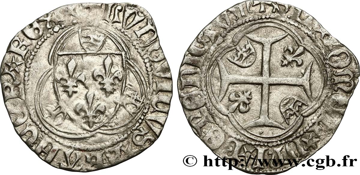 LOUIS XI LE PRUDENT Blanc à la couronne n.d. Saint-Lô TB+