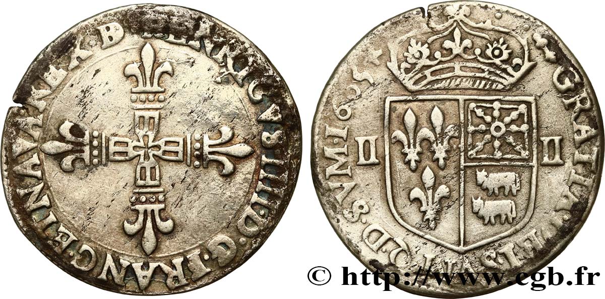 HENRY IV Quart d écu de Béarn 1605 Morlaàs MBC