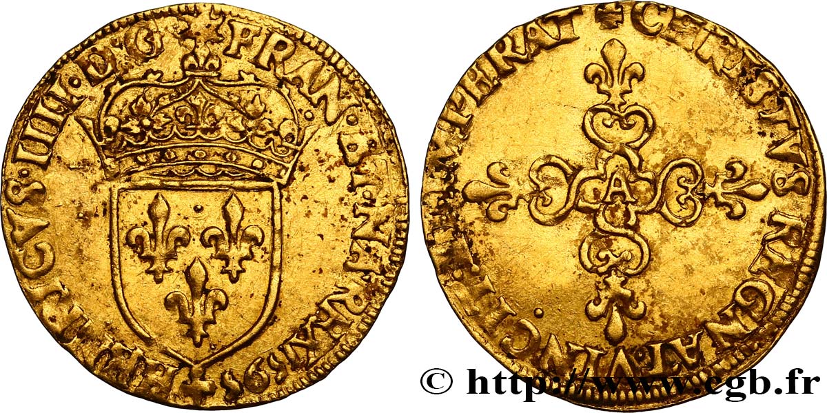 HENRY IV Écu d or au soleil, 1er type 1595 Paris SS