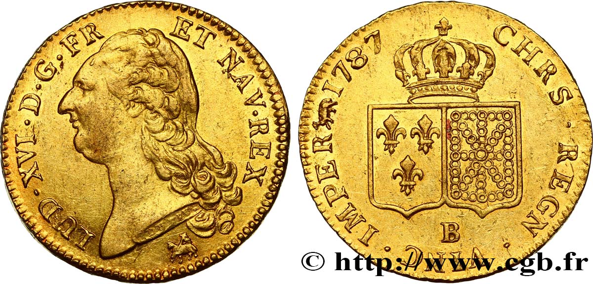 LOUIS XVI Double louis d’or aux écus accolés 1787 Rouen TTB+