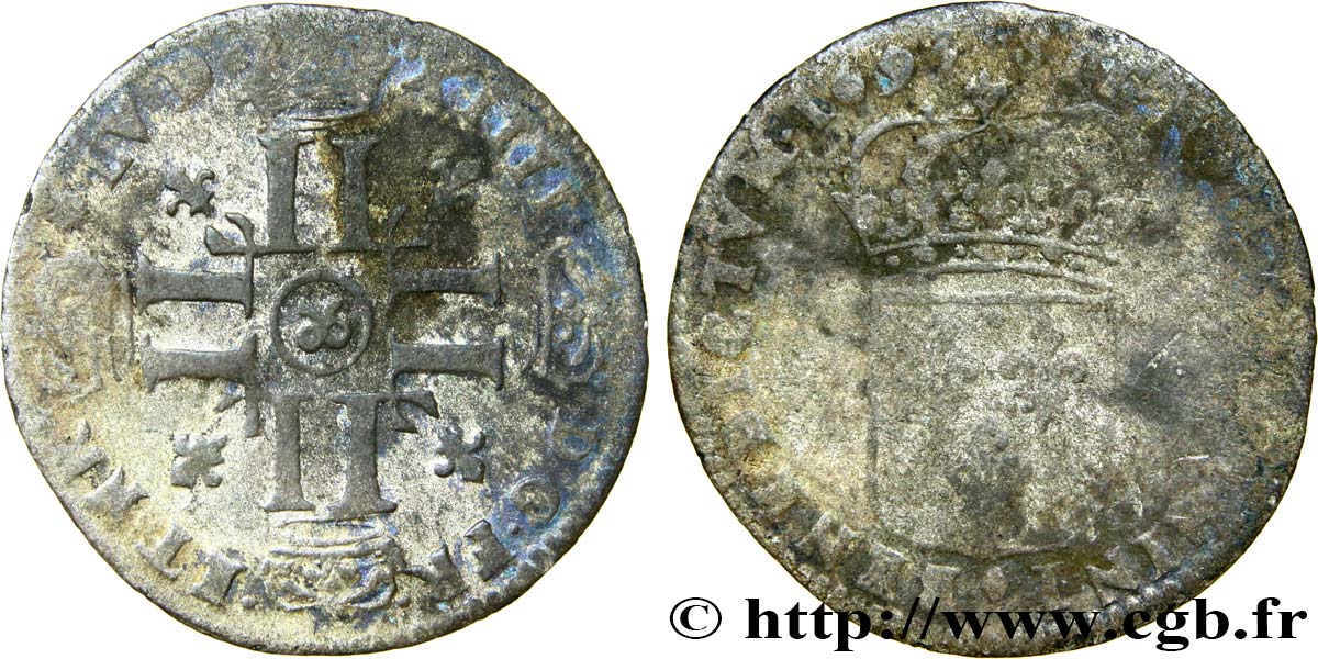 LOUIS XIV LE GRAND OU LE ROI SOLEIL Quinzain aux huit L 1693 Aix-en-Provence B+