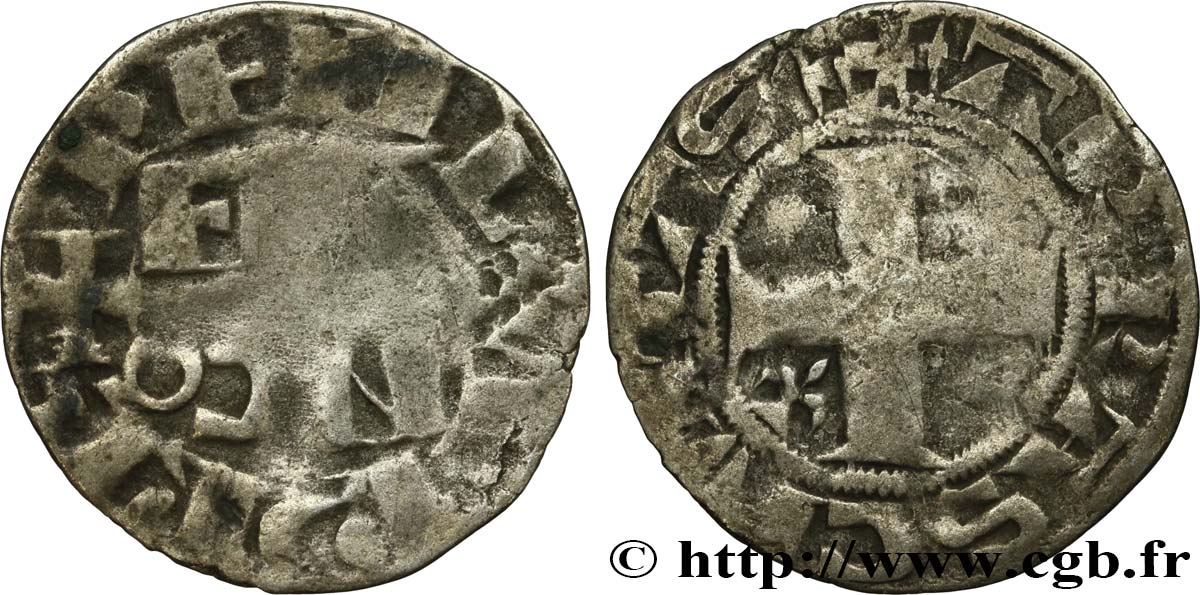 FILIPPO II  AUGUSTUS  Denier parisis, 1er type c. 1191-1199 Arras q.BB
