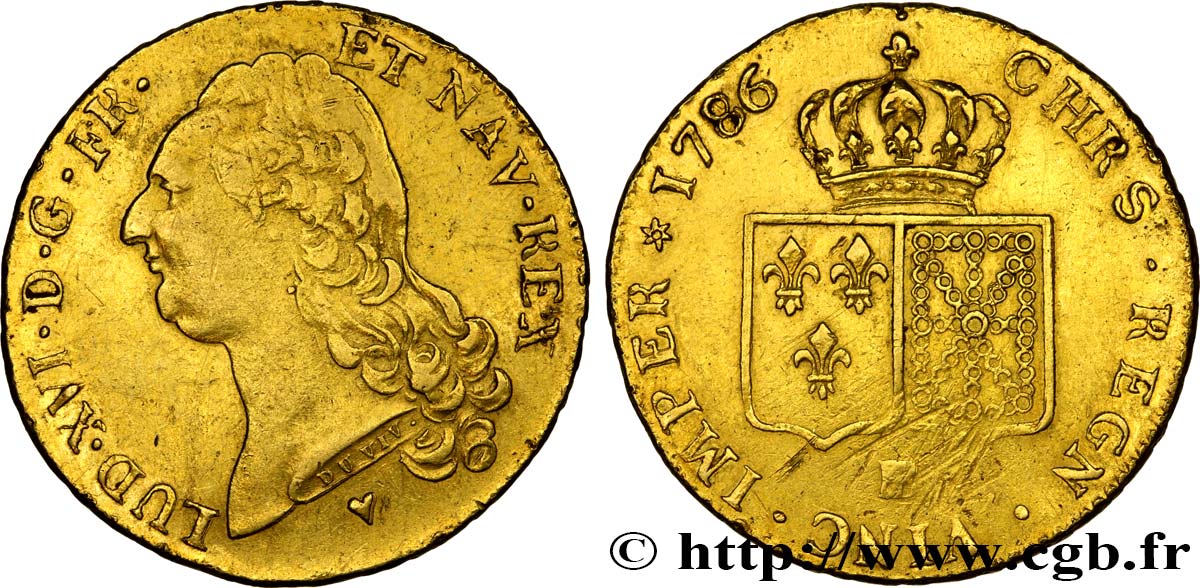 LOUIS XVI Double louis d’or aux écus accolés 1786 Strasbourg XF