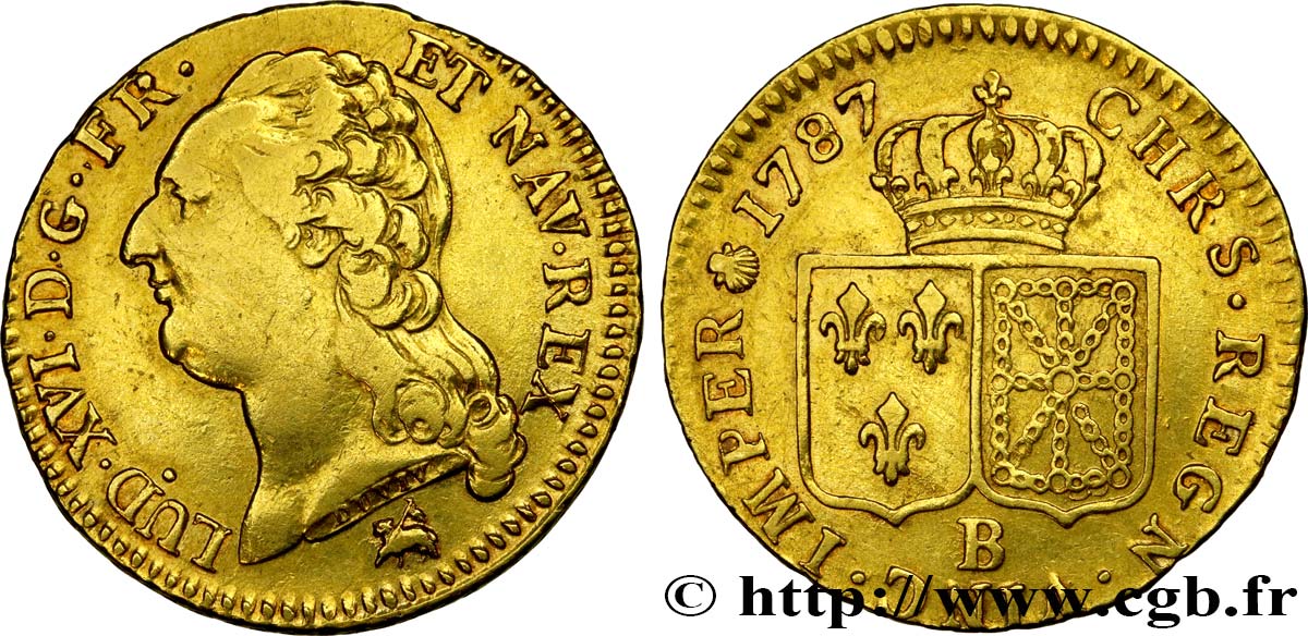 LOUIS XVI Louis d or aux écus accolés 1787 Rouen VF/VF