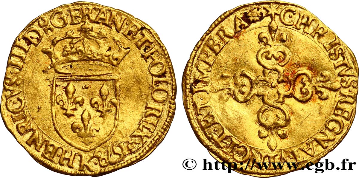 HENRI III Écu d&nbsp;or au soleil, 1er type 1578 Bordeaux TTB+