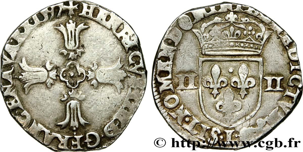 HENRY IV Quart d écu, croix feuillue de face 1597 Bayonne fSS
