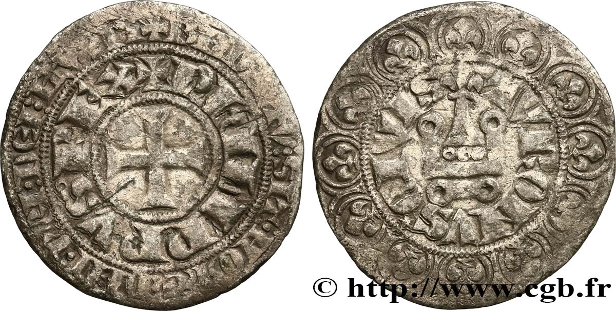 FILIPPO IV &nbsp;THE FAIR&nbsp; Gros tournois à l’O long et au lis c. 1298  q.BB