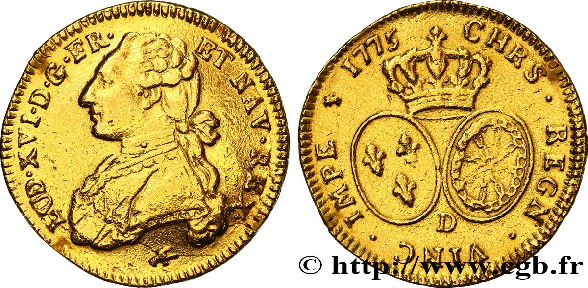 LOUIS XVI Double louis d’or aux écus ovales 1775 Lyon MBC