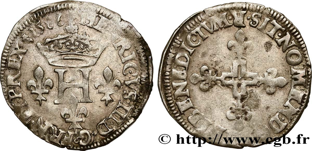 HENRY III Double sol parisis, 2e type 1586 Beaucaire XF