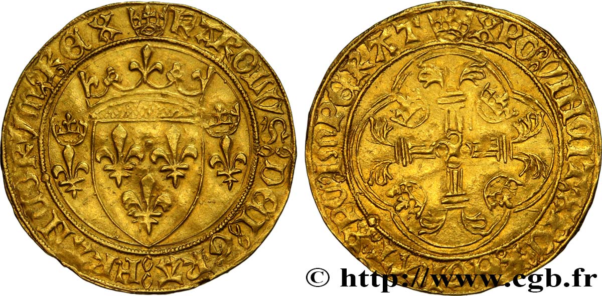 CHARLES VII LE VICTORIEUX Écu d or à la couronne ou écu neuf n.d. Saint-Lô SUP/TTB+