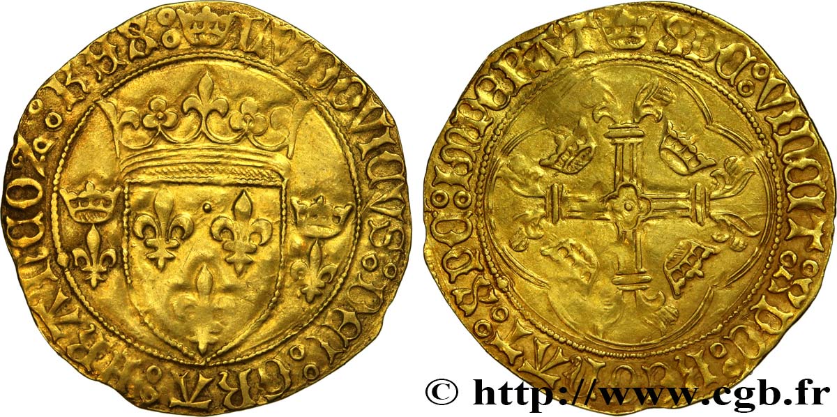LOUIS XI THE  PRUDENT  Écu d or à la couronne ou écu neuf 31/12/1461 Saint-Lô q.SPL