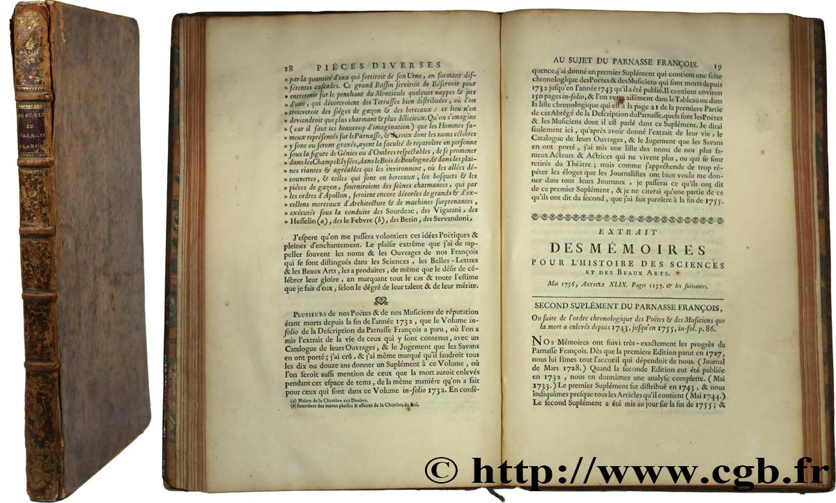 LIVRES - BIBLIOPHILIE NUMISMATIQUE Titon du Tillet (Évrard), “Description du Parnasse françois exécuté en bronze à la gloire de la France et de Louis le Grand...”, Paris, 1760 1760  TTB+