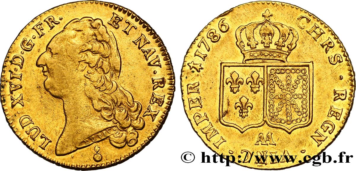 LOUIS XVI Double louis d’or aux écus accolés 1786 Metz BB