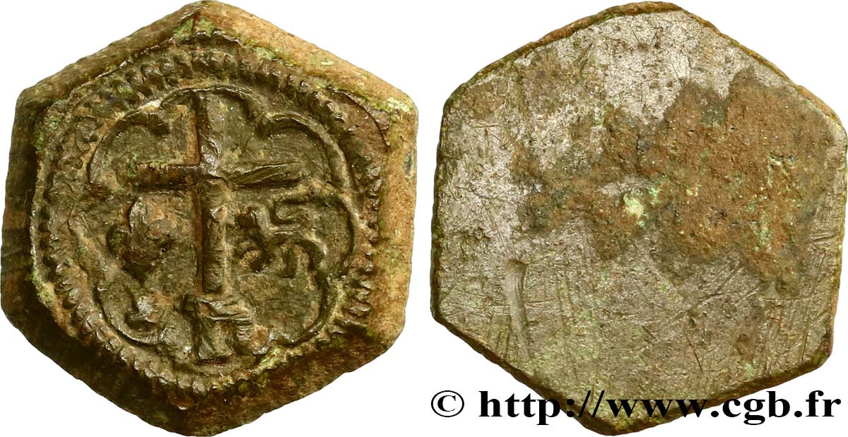 HENRY VI DE LANCASTRE - ROI DE FRANCE (1422-1453) - ROI D ANGLETERRE (1422-1461) et (1470-1471) Poids monétaire pour le salut d or n.d. Rouen TTB