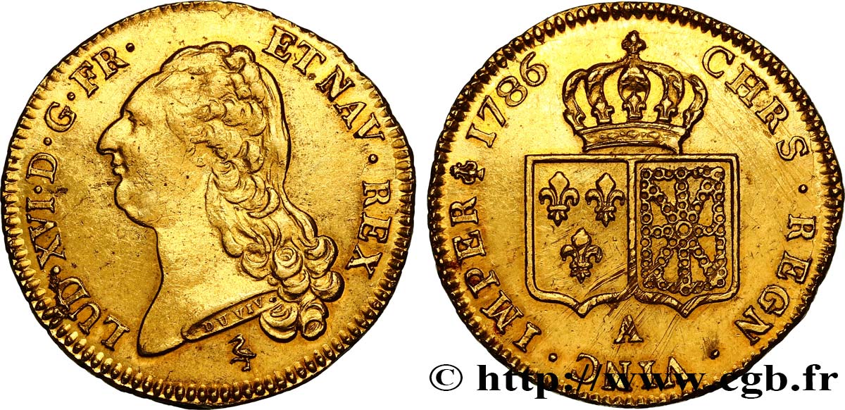 LOUIS XVI Double louis d’or aux écus accolés 1786 Paris MBC+