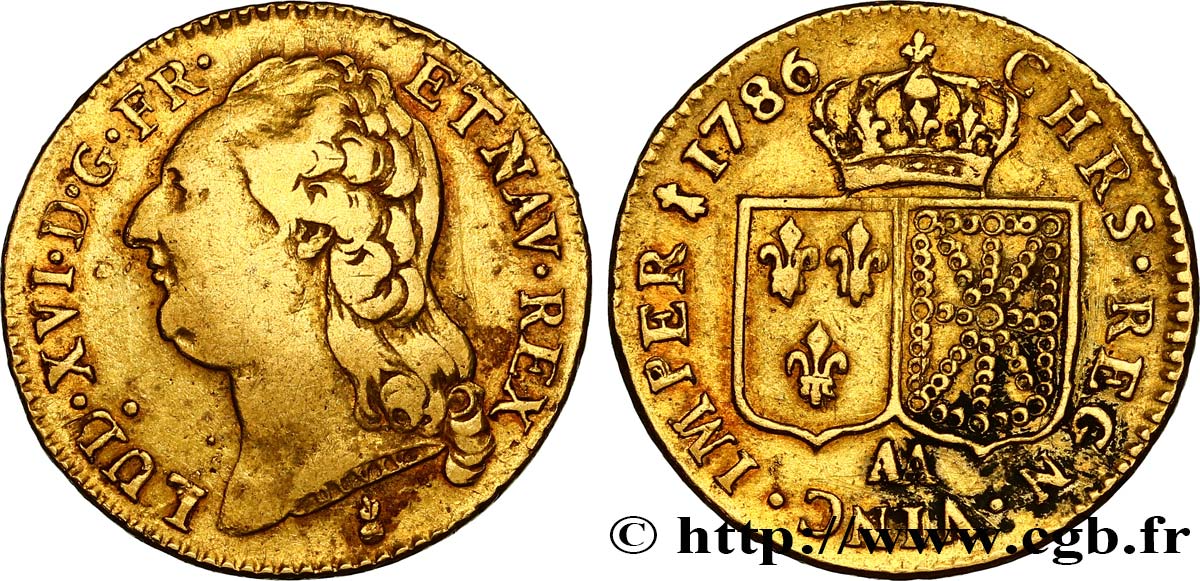 LOUIS XVI Louis d or aux écus accolés 1786 Metz SS