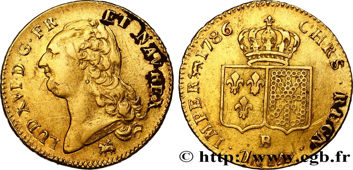 LOUIS XVI Double louis d’or aux écus accolés 1786 Rouen BB