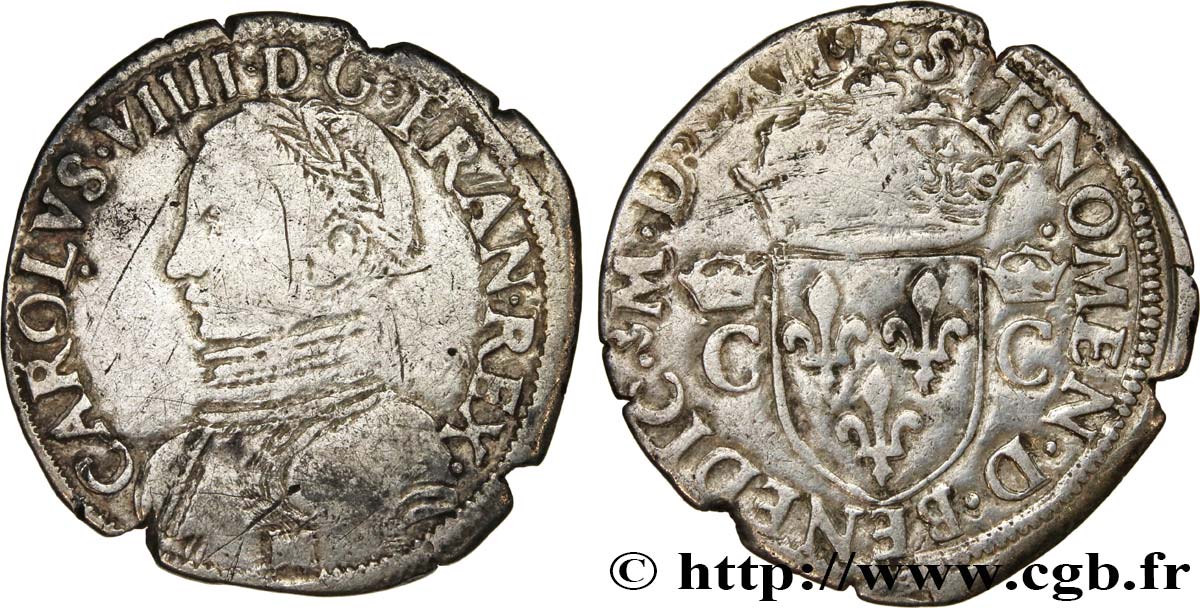 CHARLES IX Demi-teston, 2e type n.d. Toulouse TB