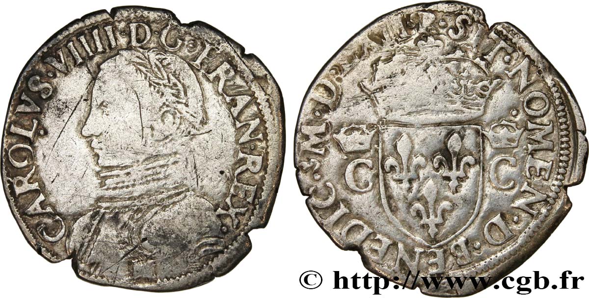 CHARLES IX Demi-teston, 2e type n.d. Toulouse VF